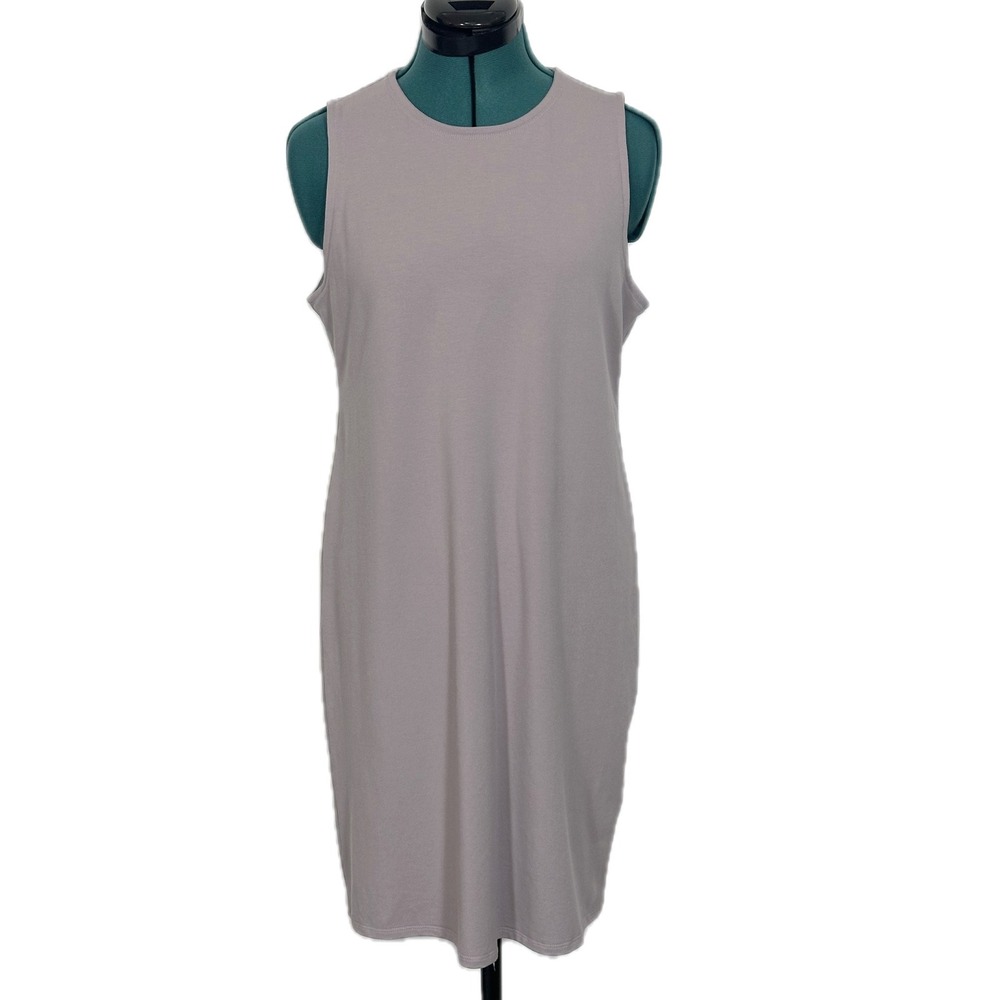 Eileen Fisher Tank Dress Petite Medium Lavender Gray Organic Cotton Stretch